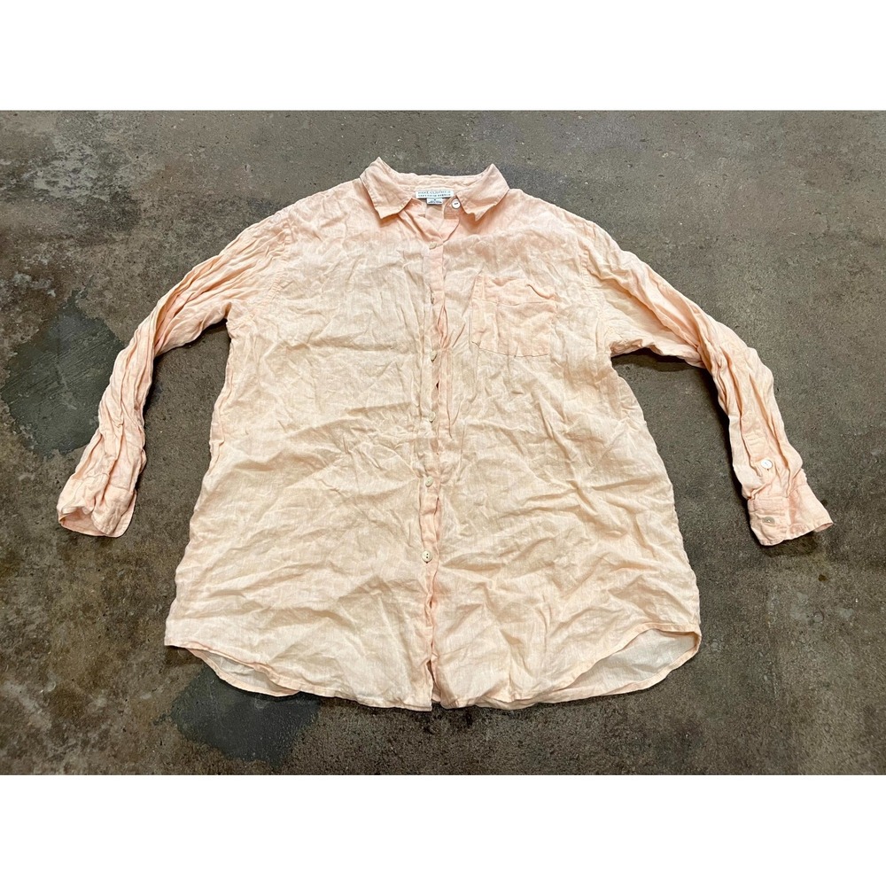 Real Clothes Saks Fifth Avenue Blouse Womens‎ Medium Coral Linen Pleated Back